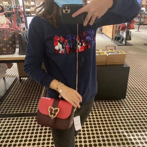 Coach C6796 Gemma Crossbody In Colorblock Strwbrry - Picture 5 of 7